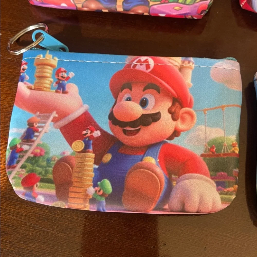 Super Mario Coin Pouches Set of 6 with key ring zips closed nwt
